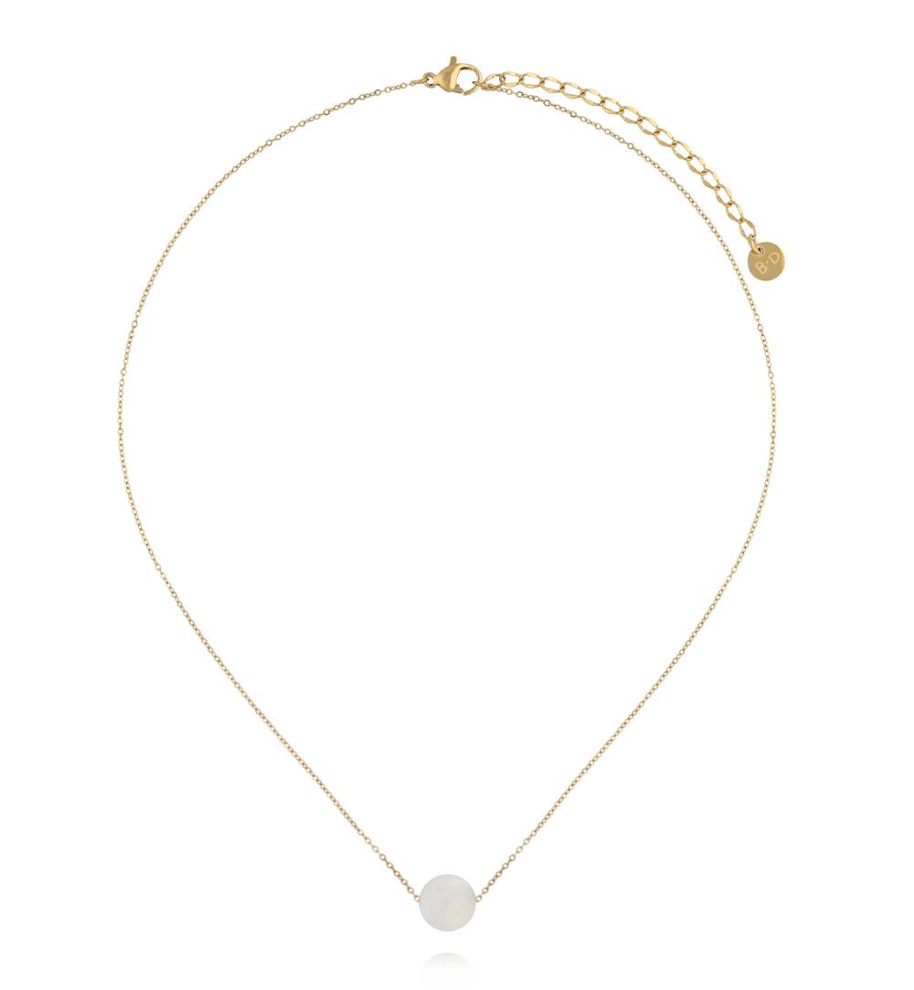 Naszyjnik z kamieniem księżycowym na delikatnym złotym łańcuszku NLB0384
