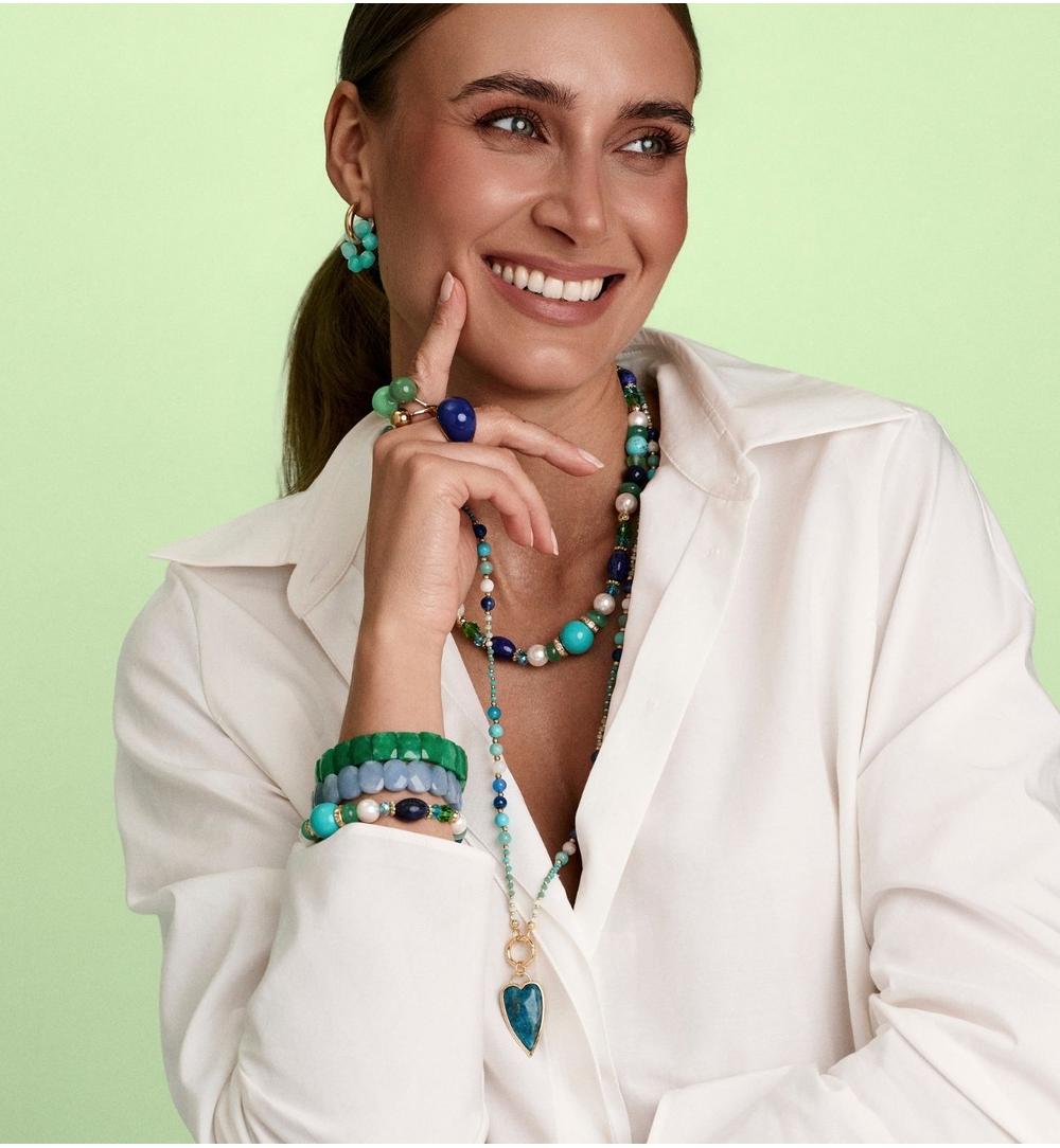 Bransoletka z lapisem, turkusem i zielonymi akcentami BSC2307