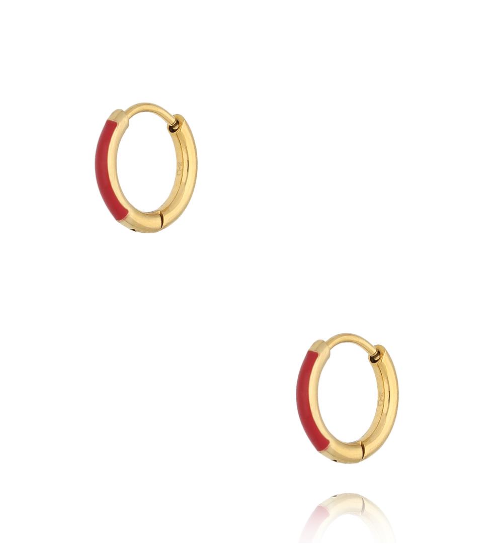 Kolczyki złote koła z bordową emalią Enamel Small Hoops KSA1726
