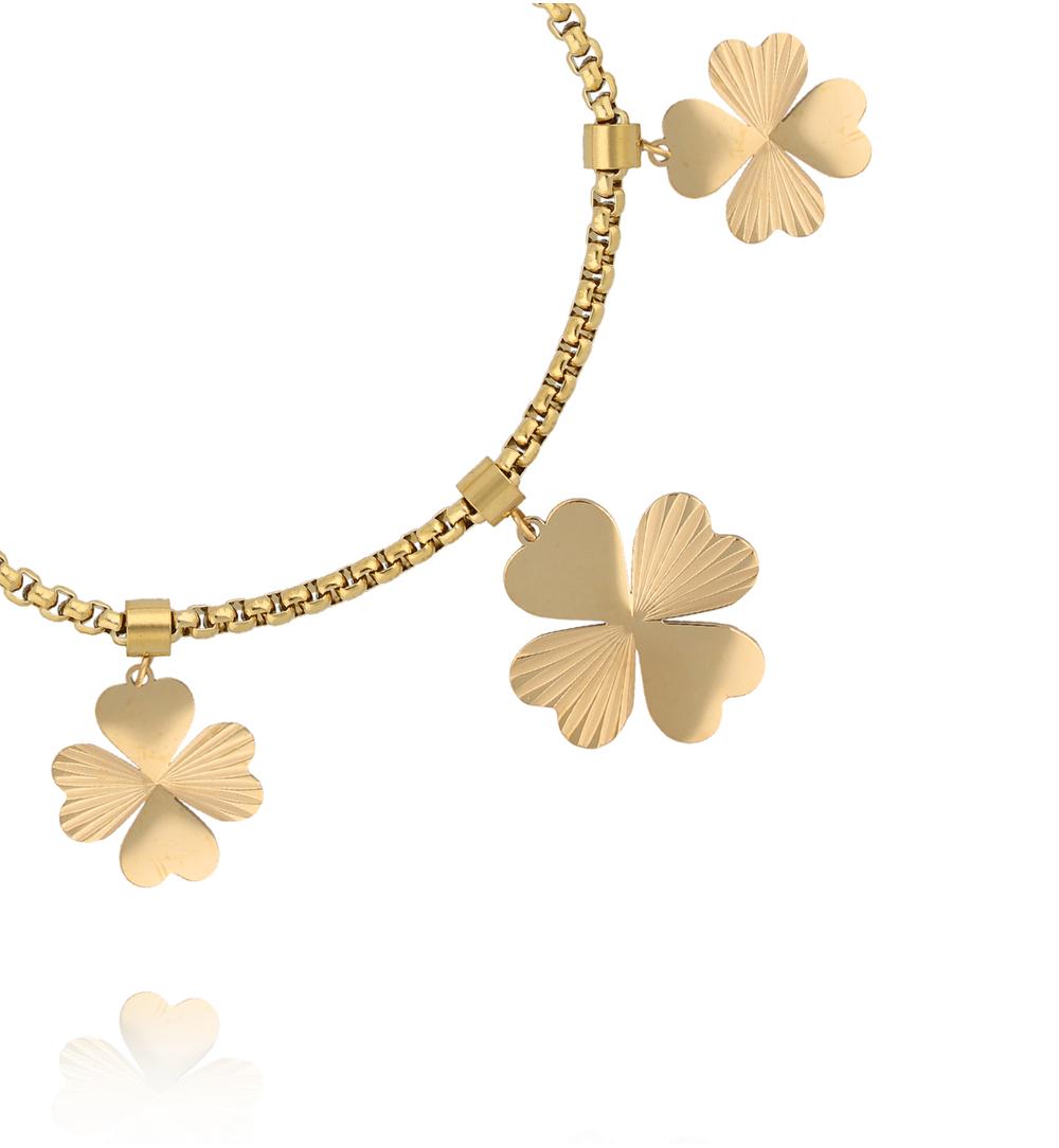 Bransoletka na łańcuszku z wiszącymi koniczynkami BEA0053