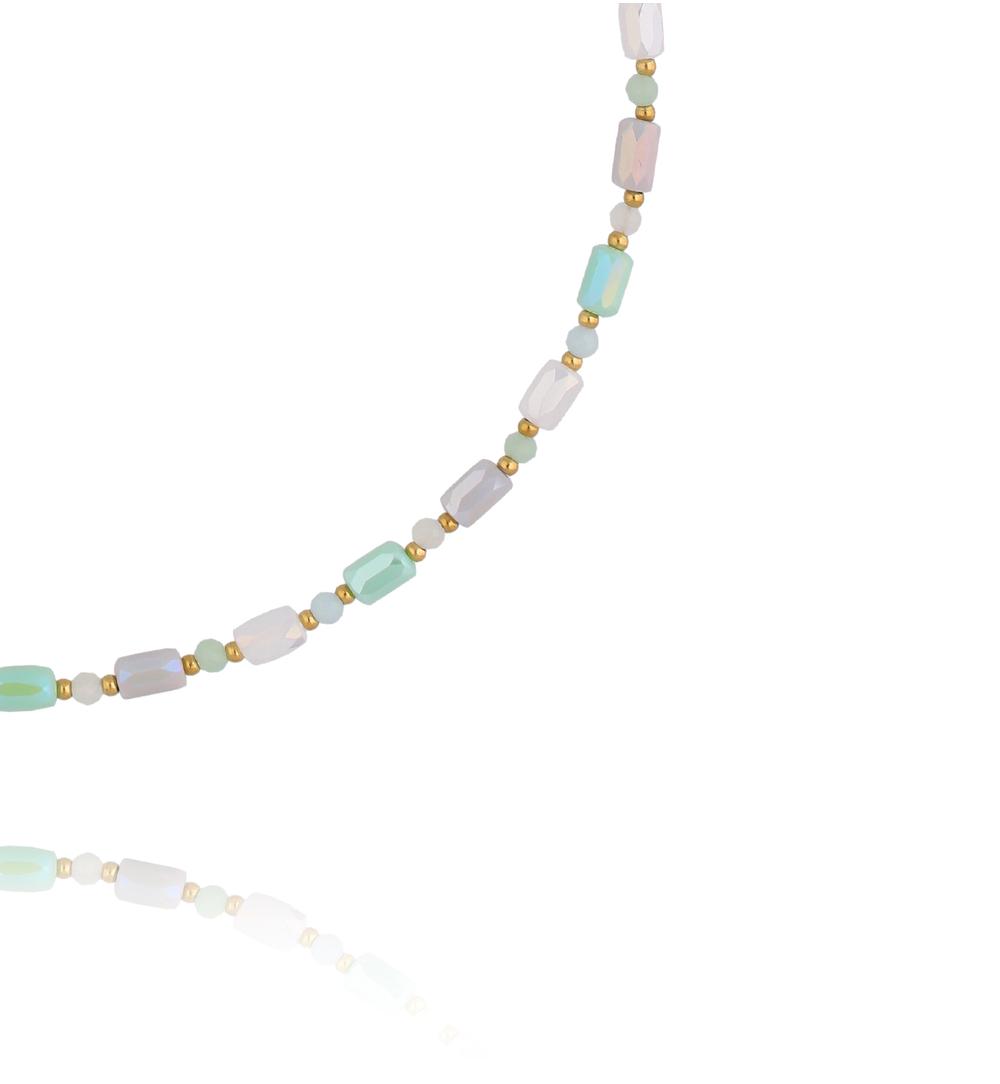 Naszyjnik w odcieniach mięty, bieli i opalu NTW1552