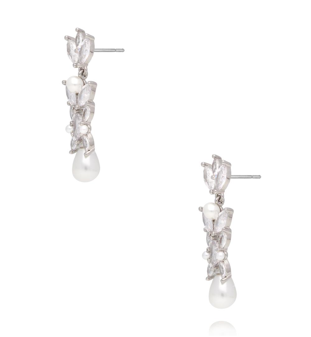 Kolczyki srebrne z perełkami i kryształkami Fête KSS1710