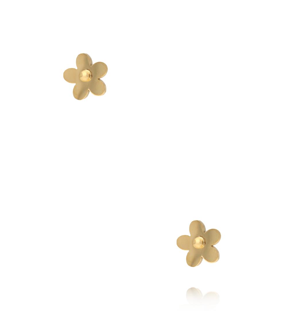 Zestaw kolczyków złoconych – kwiatek, perełkowe kółko i cyrkonia KSY0424