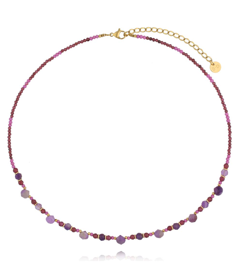 Naszyjnik z kamieniami naturalnymi i złotymi akcentami NTW1567