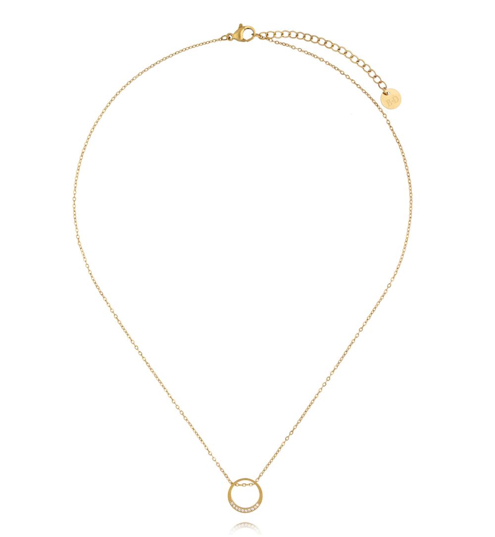 Naszyjnik z okrągłą zawieszką i subtelnymi kryształkami NSY0907