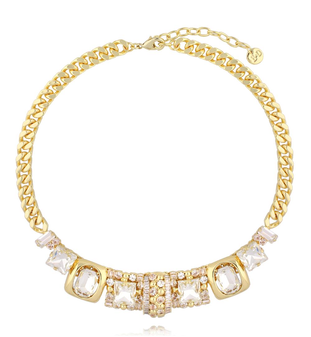 Naszyjnik z masywnym łańcuchem i kryształkami NS0417