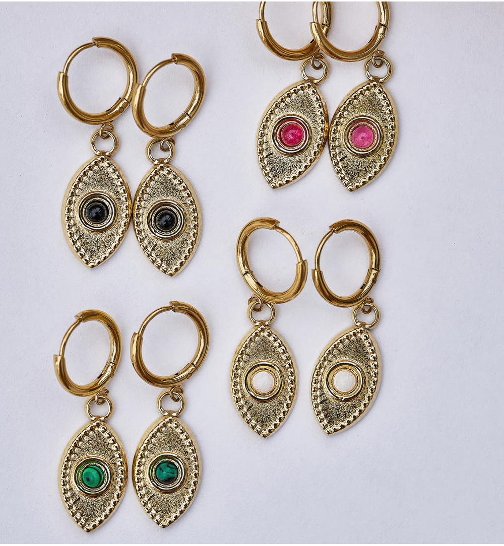 Kolczyki złote z  jadeitami Teal KSY0002