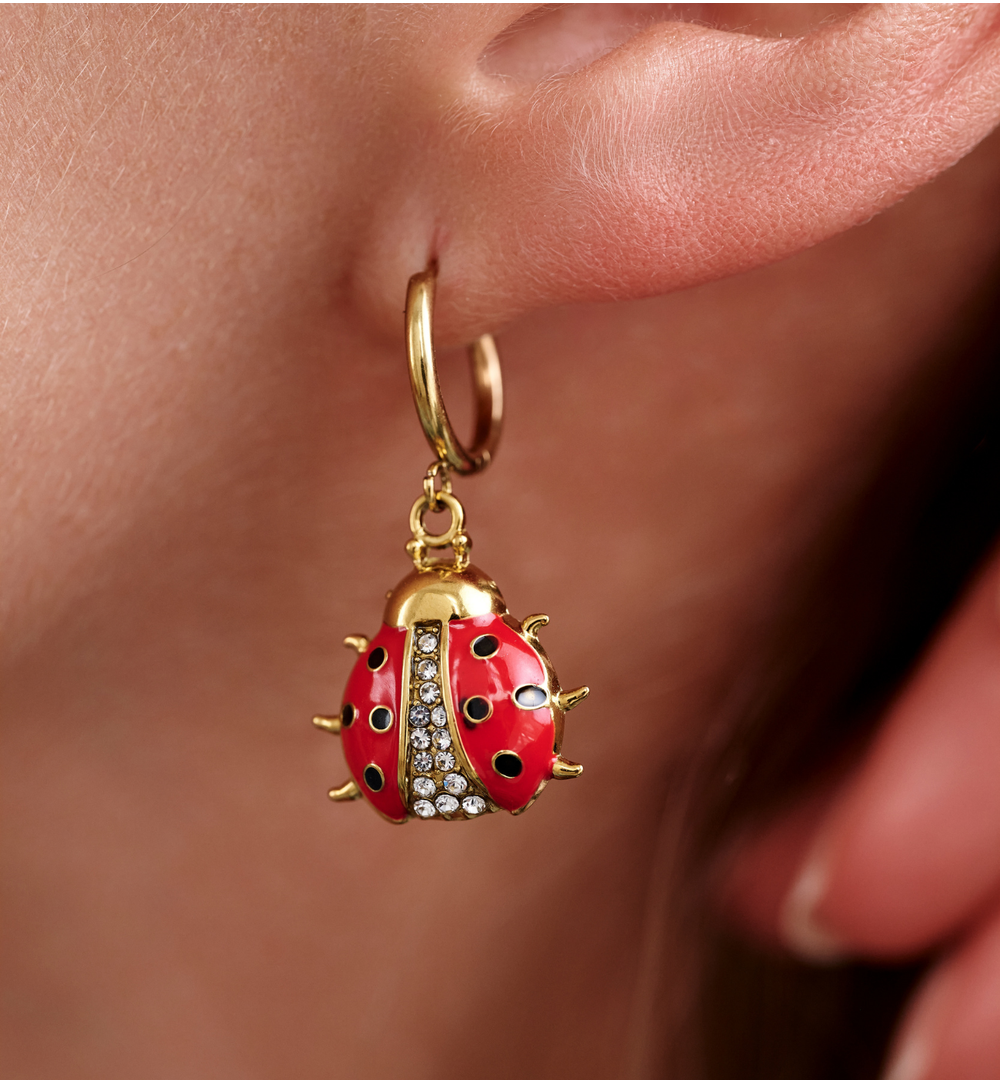 Kolczyki koła z zawieszką biedronką KSY0677