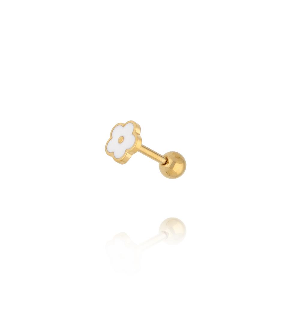 Kolczyk piercing biały kwiatek KSA2416