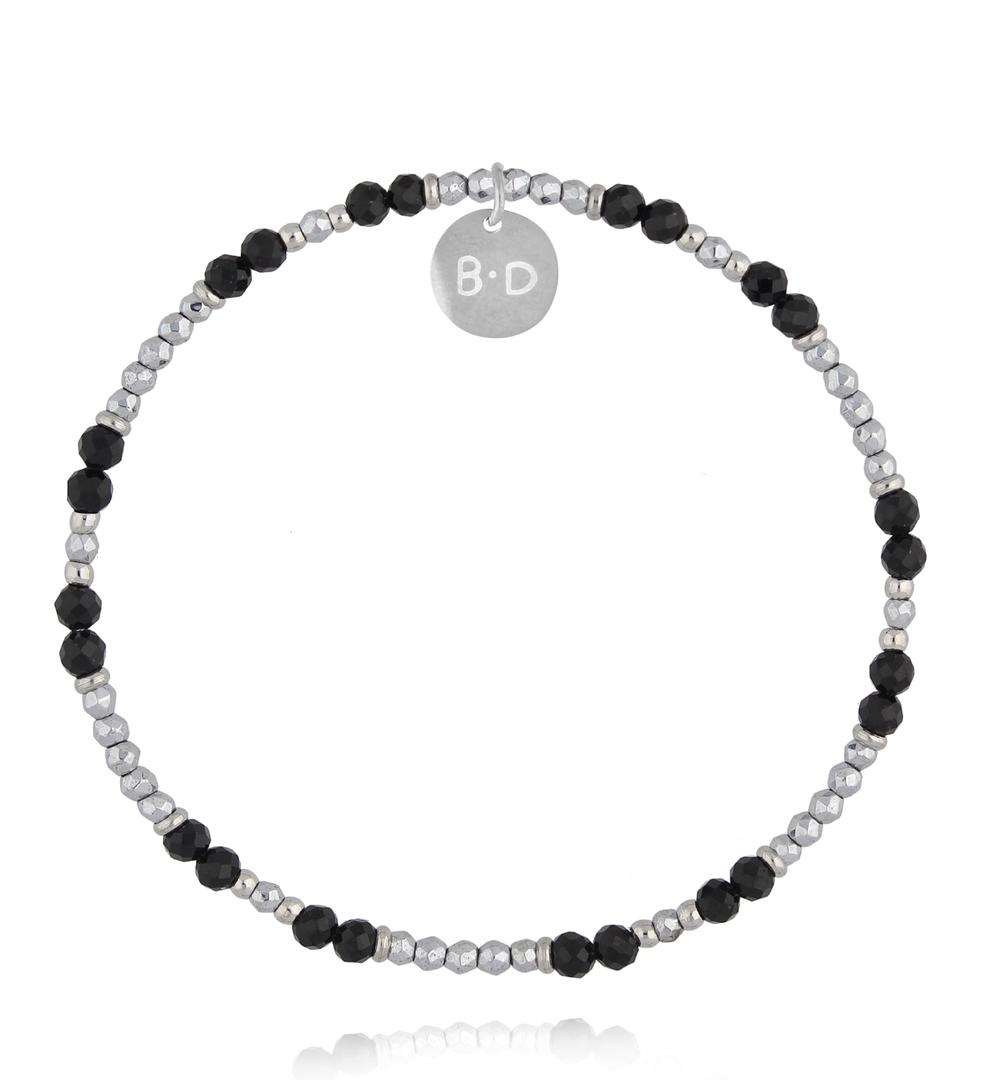 Bransoletka z hematytów i czarnych szklanych kryształków BTW3636