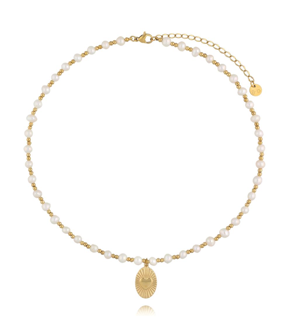 Naszyjnik z pereł z medalionem w kształcie serca NPE0374