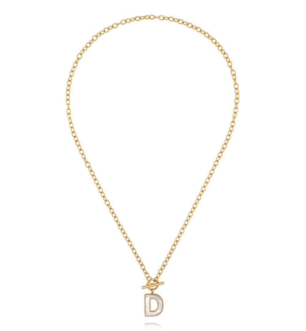 Naszyjnik z literą D i zapięciem toggle NSY0860