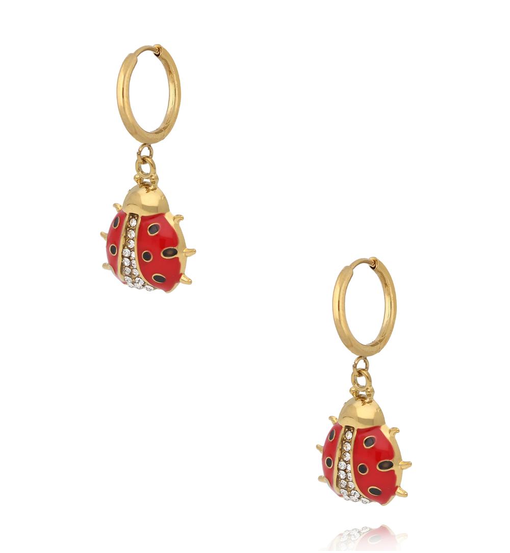 Kolczyki koła z zawieszką biedronką KSY0677