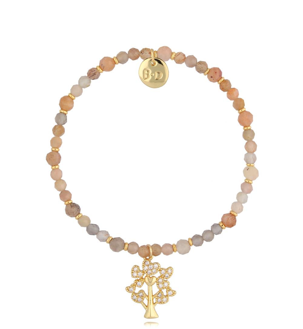 Bransoletka z kamieniami słonecznymi i drzewkiem Sundial BTW1459