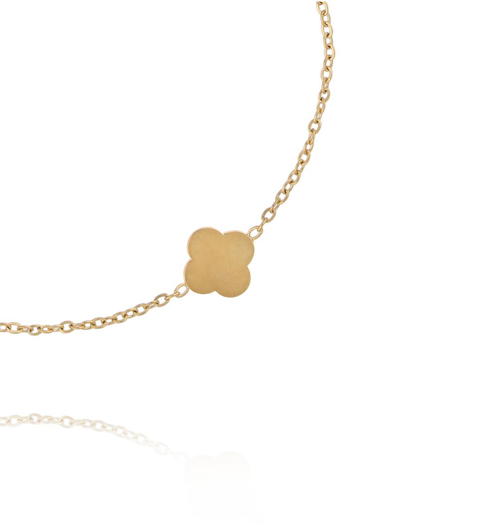 Złota bransoletka na łańcuszku z koniczynką BSY0546