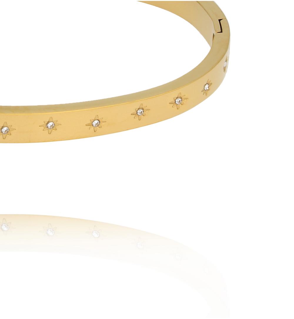 Bransoletka złota obręcz z cyrkoniami BSY0653