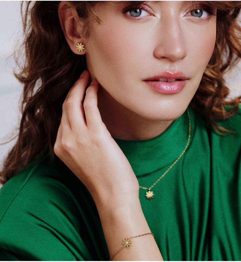 Bransoletka ze śnieżynką złota BSA0841