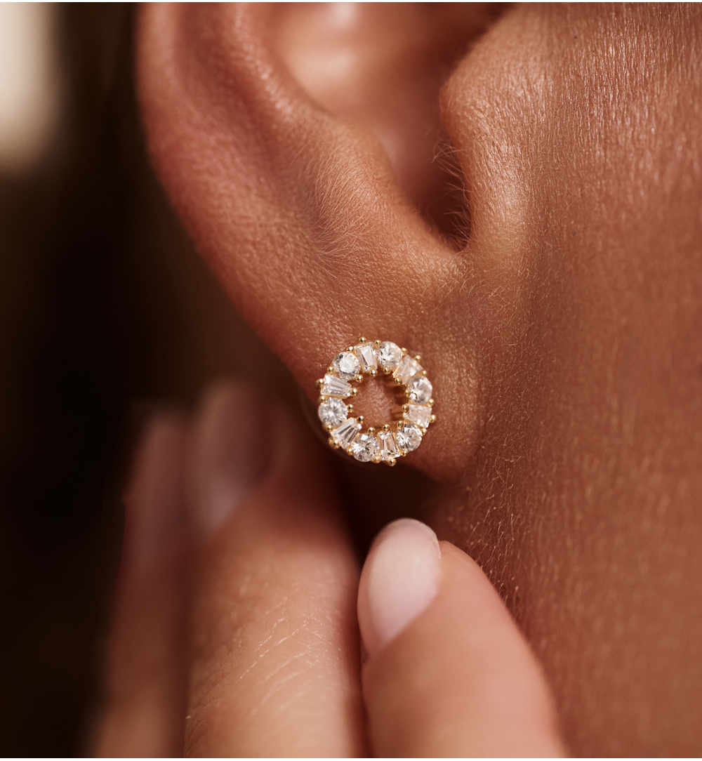 Kolczyki koła cyrkonie, złote KCA0176