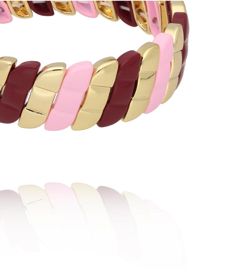 Bransoletka elastyczna w odcieniach różu, bordo i złota BCR0094