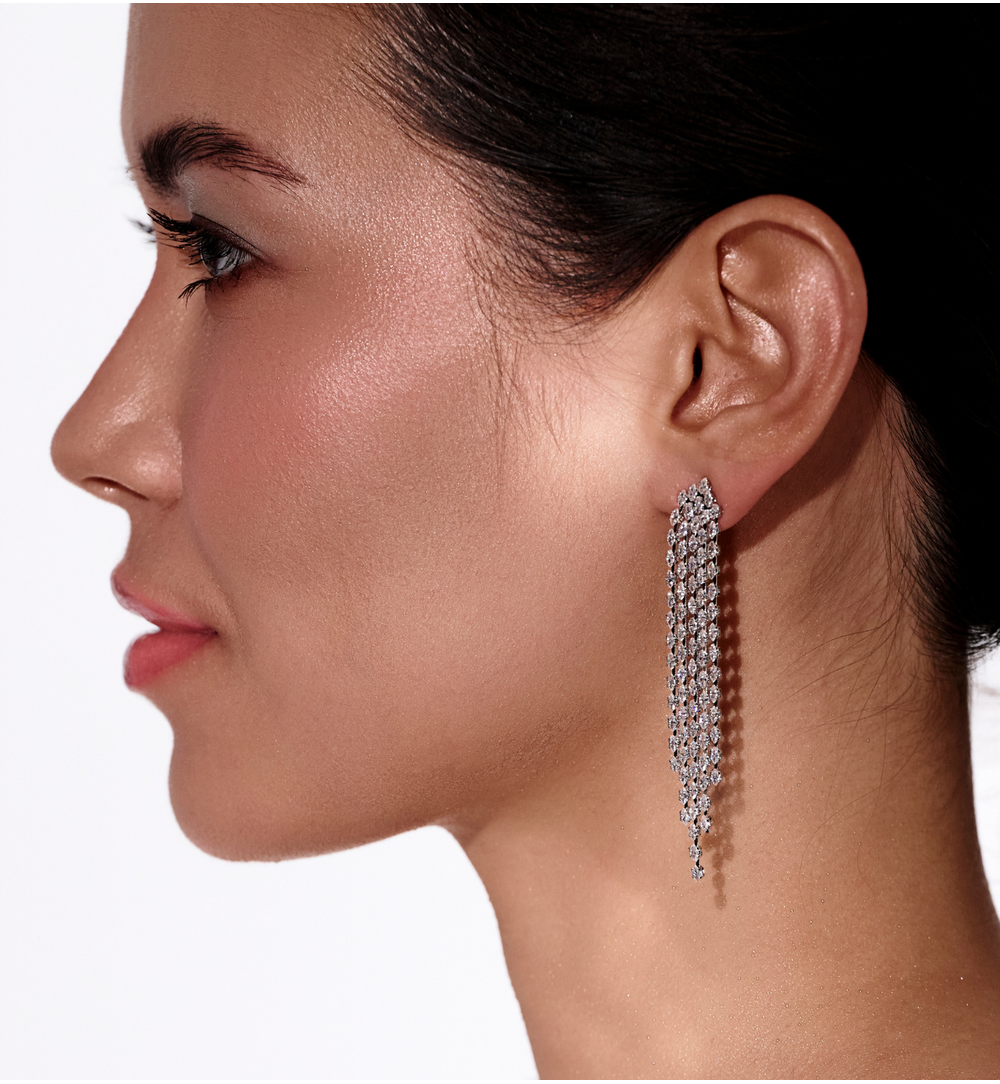 Kolczyki z kryształową kaskadą srebrne KSS2162