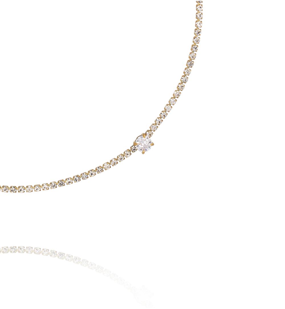 Naszyjnik tenisowy z cyrkoniami i centralnym kamieniem NSY0832