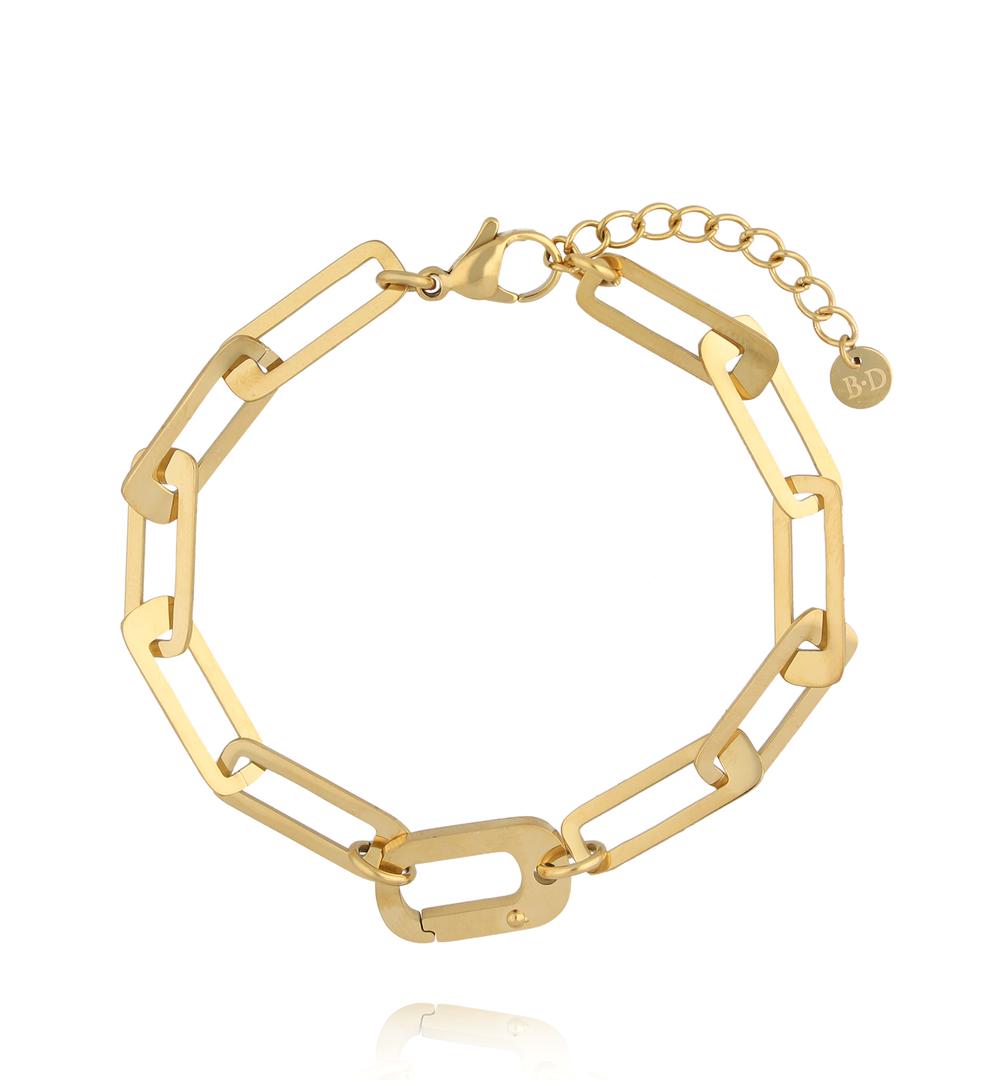 Bransoletka z geometrycznych ogniw w złotym kolorze BEA0067