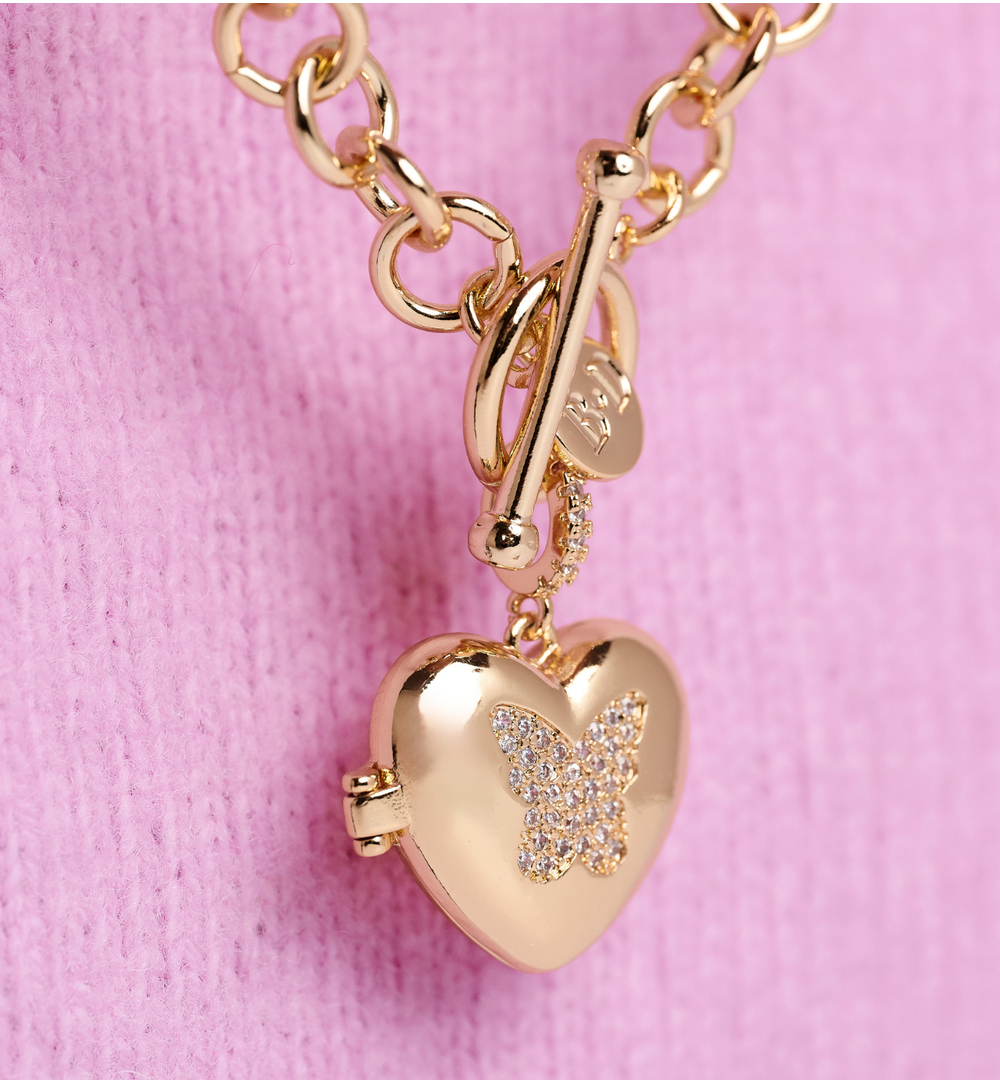 Naszyjnik z grubym łańcuchem i zawieszką serce NRG0538