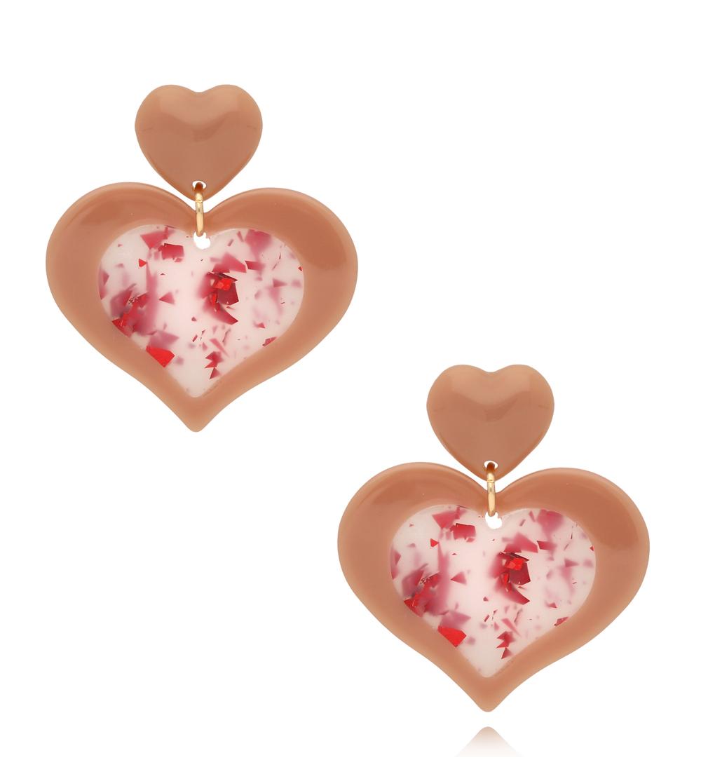 Kolczyki beżowe serca Candy Hearts KZA0228