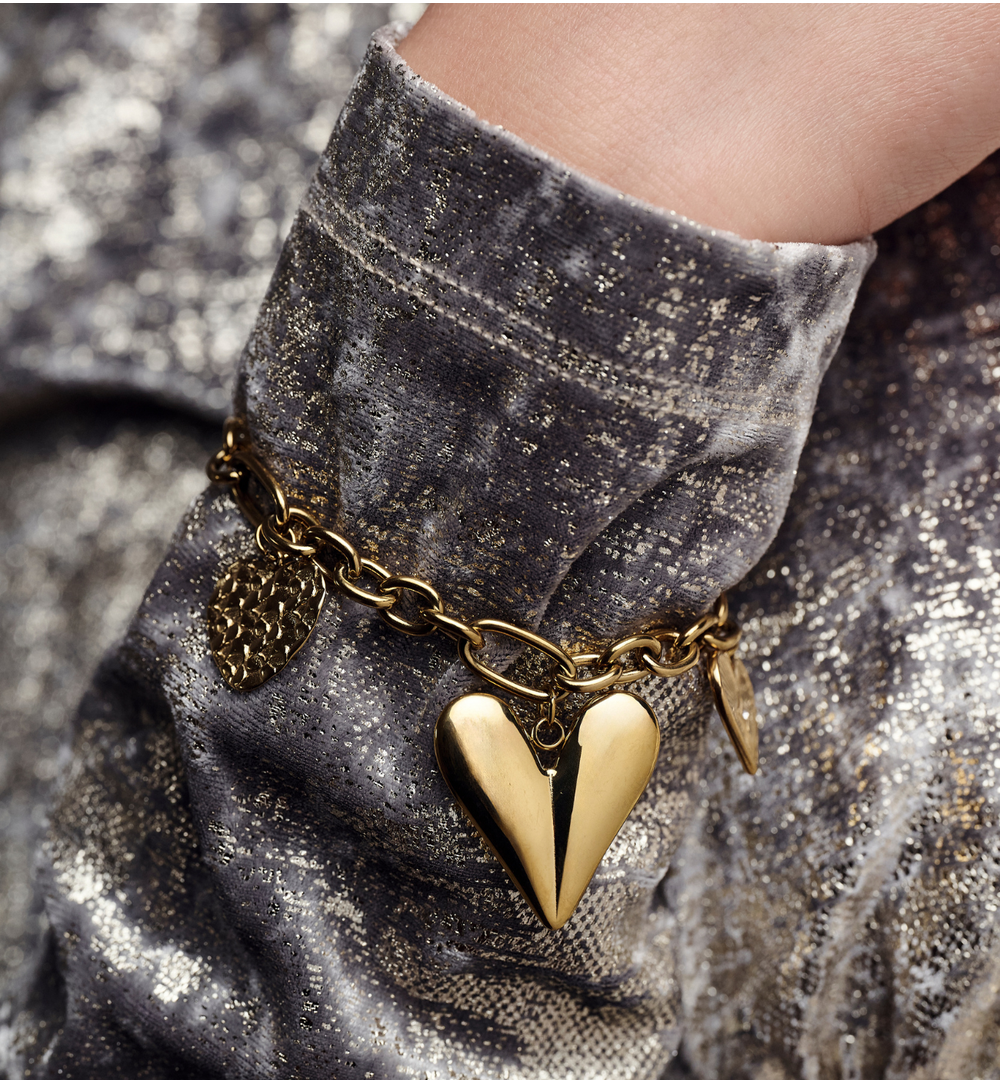 Zestaw biżuterii z sercami złoty ZN0164