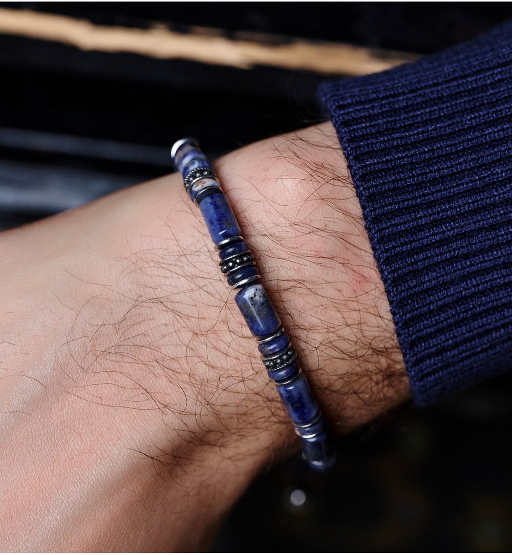 Bransoletka męska z lapisami i labradorytami BMITC0916