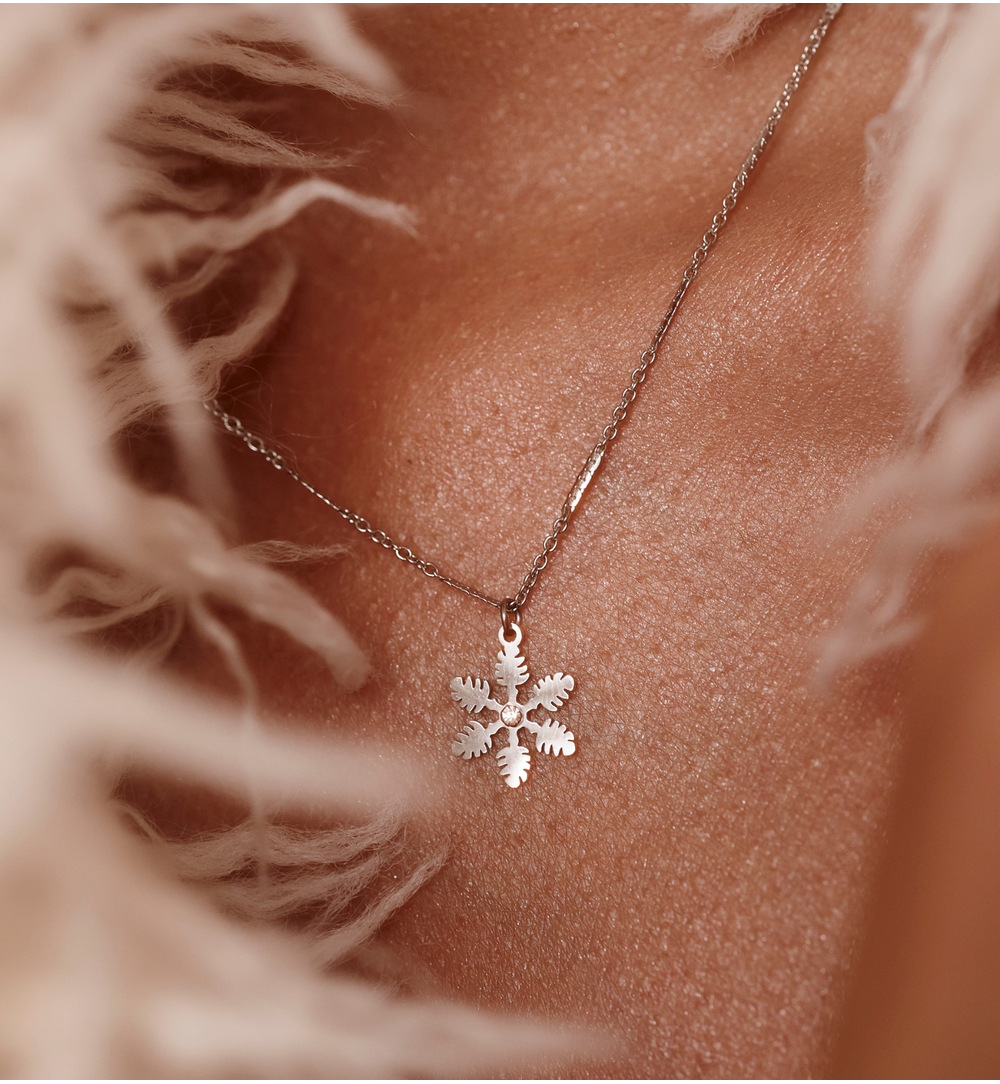 Zestaw biżuterii srebrnej ze śnieżynkami ZN0082