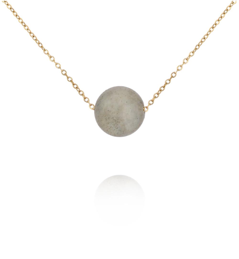 Naszyjnik z labradorytem na delikatnym złotym łańcuszku NLB0394