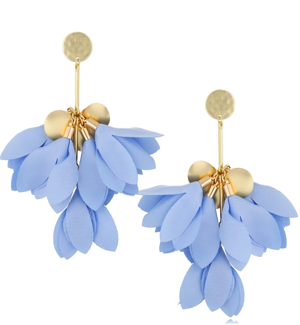 Kolczyki satynowe kwiaty jasno niebieskie Flower KBL1145