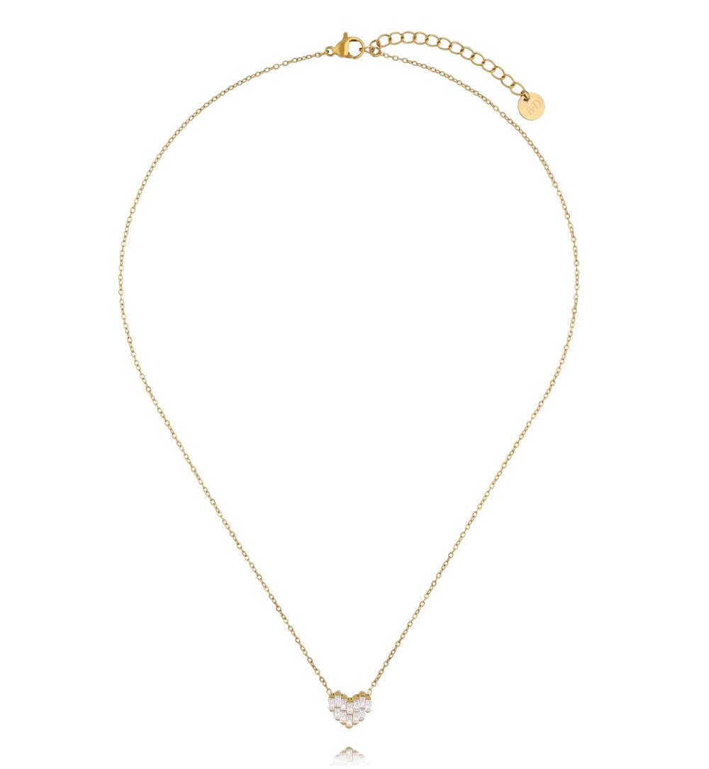 Naszyjnik złoty z sercem i kryształkami NSY0885