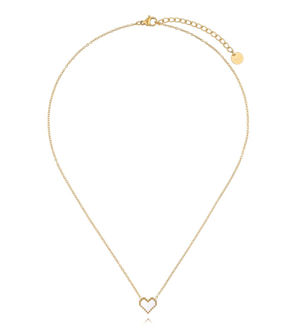 Naszyjnik z ażurowym sercem w stylu pixel w kolorze złota NSY0929