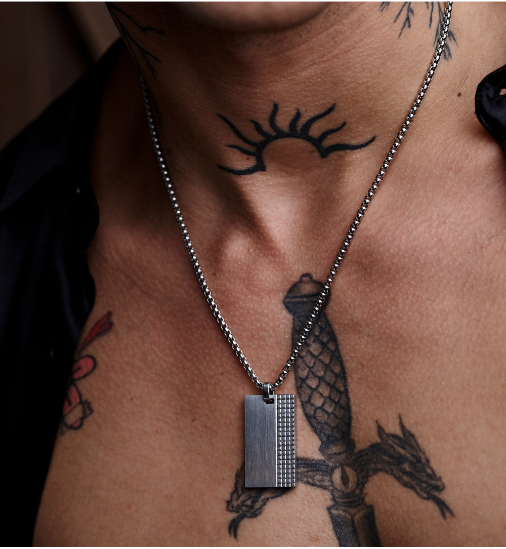 Naszyjnik męski srebrny z blaszką Fireman NMITC0073