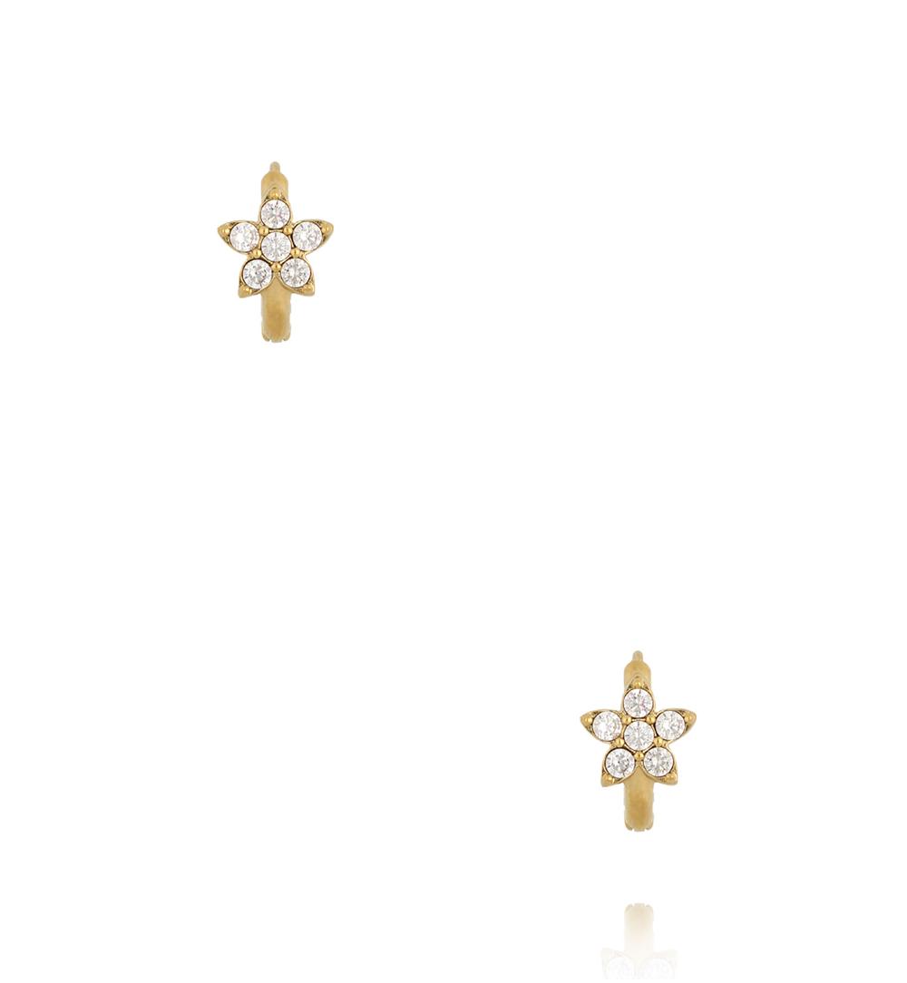 Kolczyki koła z kwiatkiem i cyrkoniami – złocone KSA2534