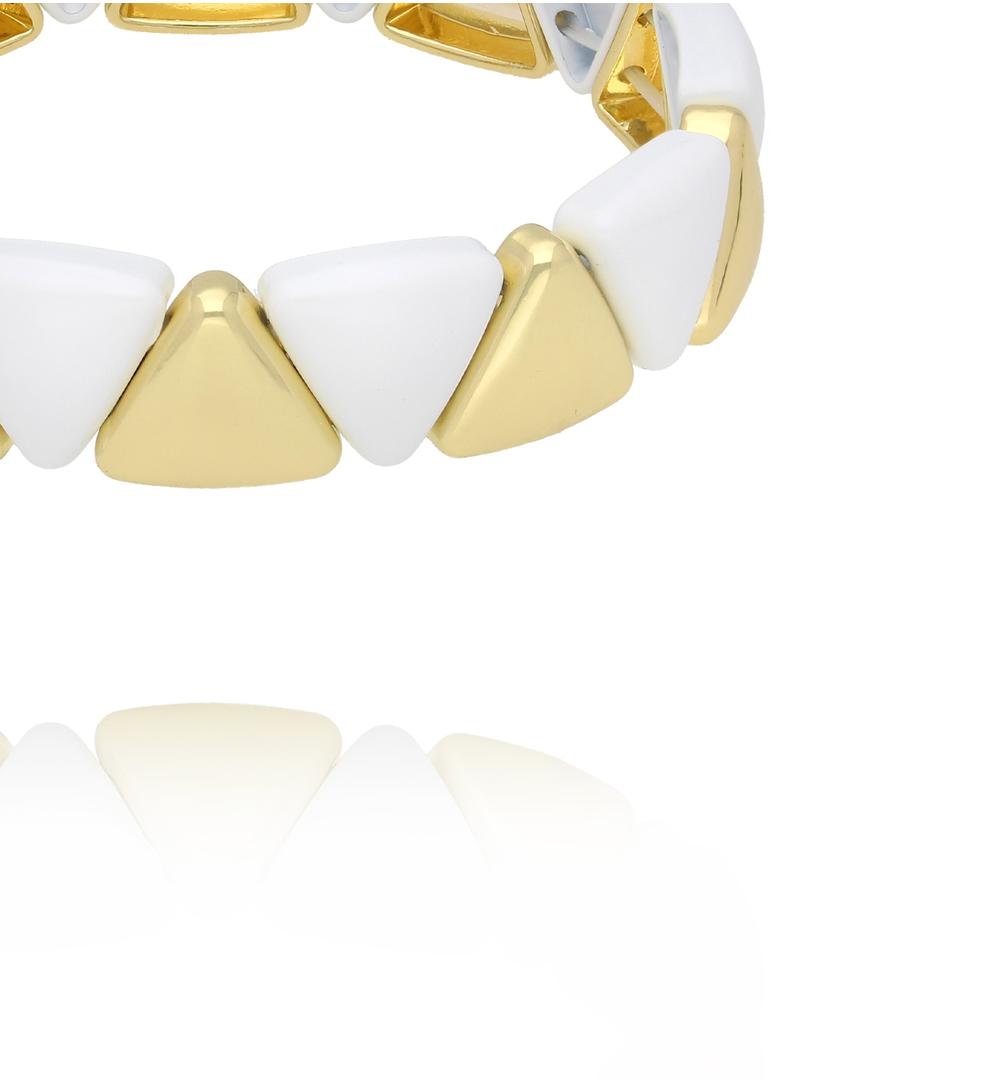 Bransoletka biało-złota z trójkątnych ogniw BCR0035