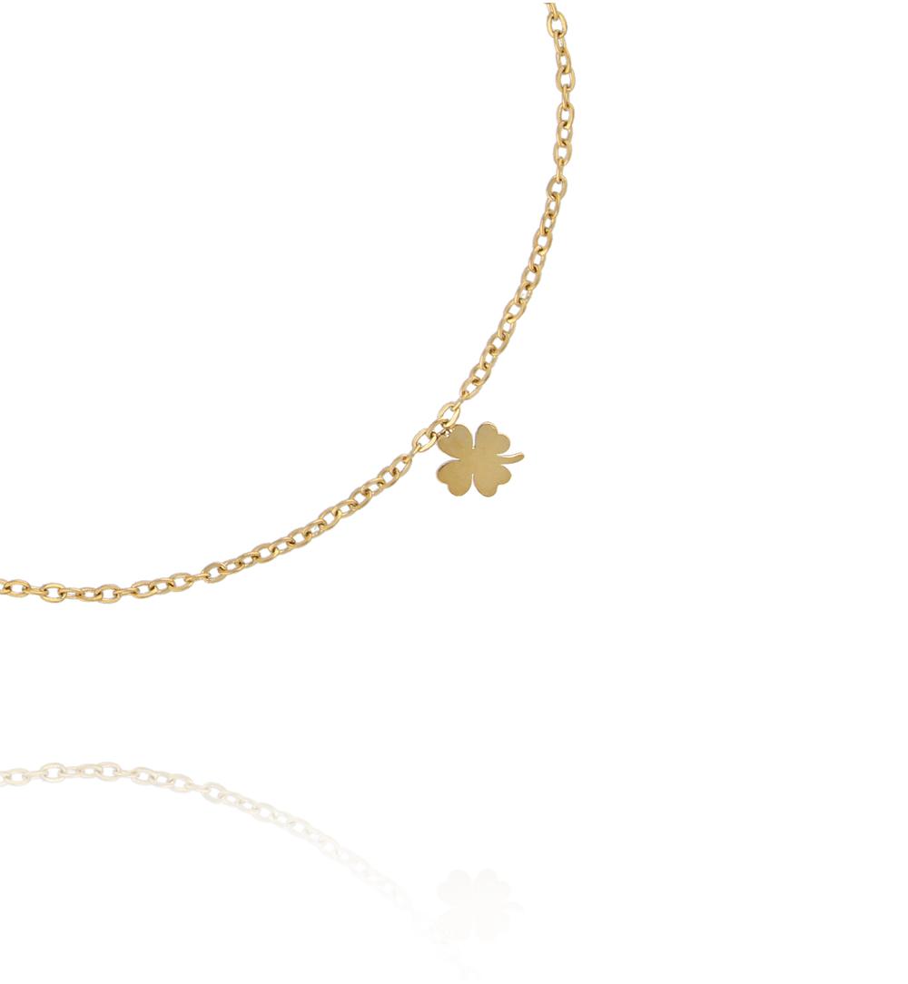 Bransoletka z koniczynką na złotym łańcuszku dla córki BSY0547