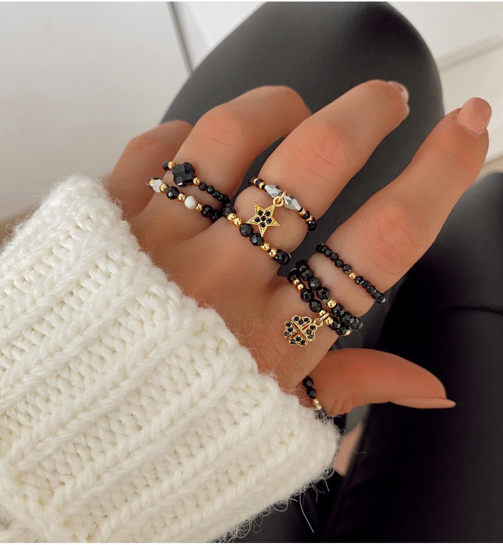 Pierścionek elastyczny z agatami PSC0135