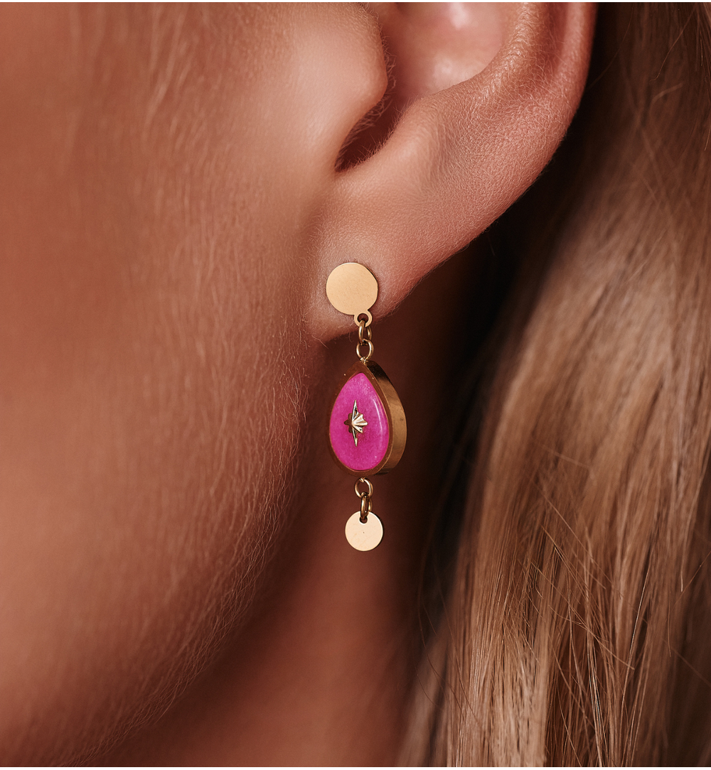 Zestaw biżuterii w odcieniach różu i złota ZN0017