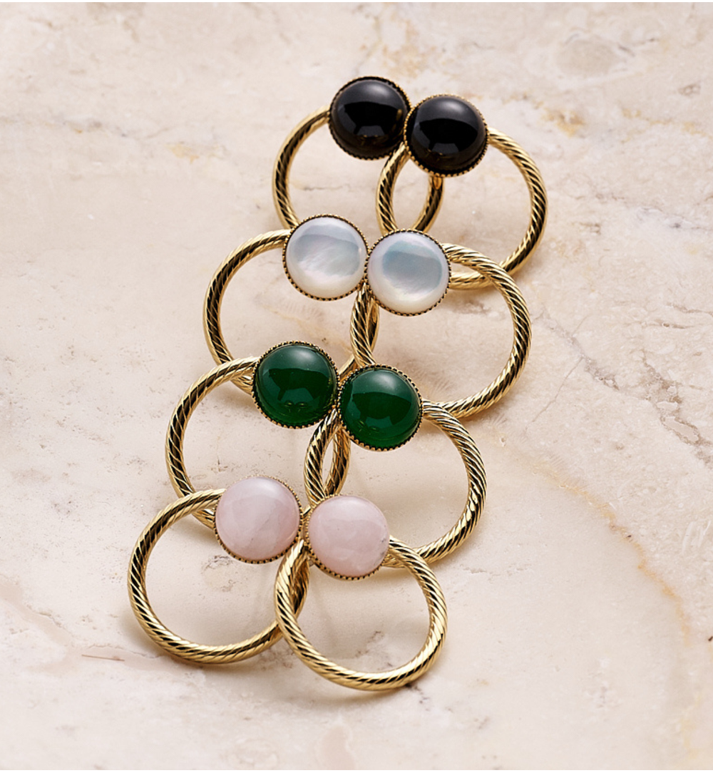 Kolczyki złote koła z perełką KSY0441