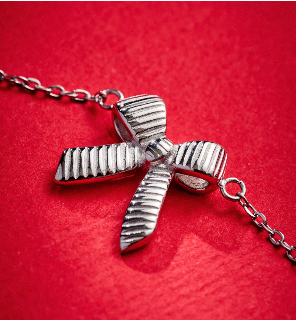 Zestaw świątecznej biżuterii ze srebrnymi kokardami ZN0062