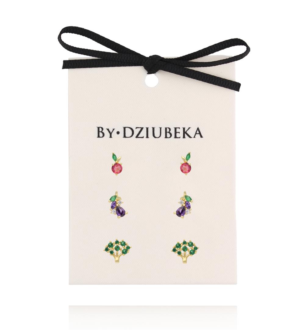 Zestaw kolczyków pozłacanych z kolorowymi cyrkoniami KLT0026