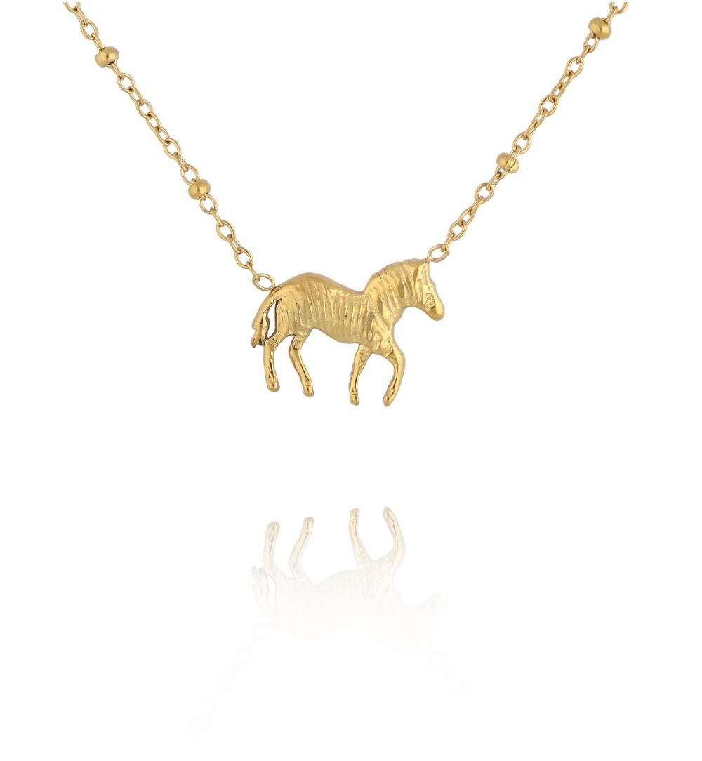 Naszyjnik ze złotą zawieszką konika NEA0037