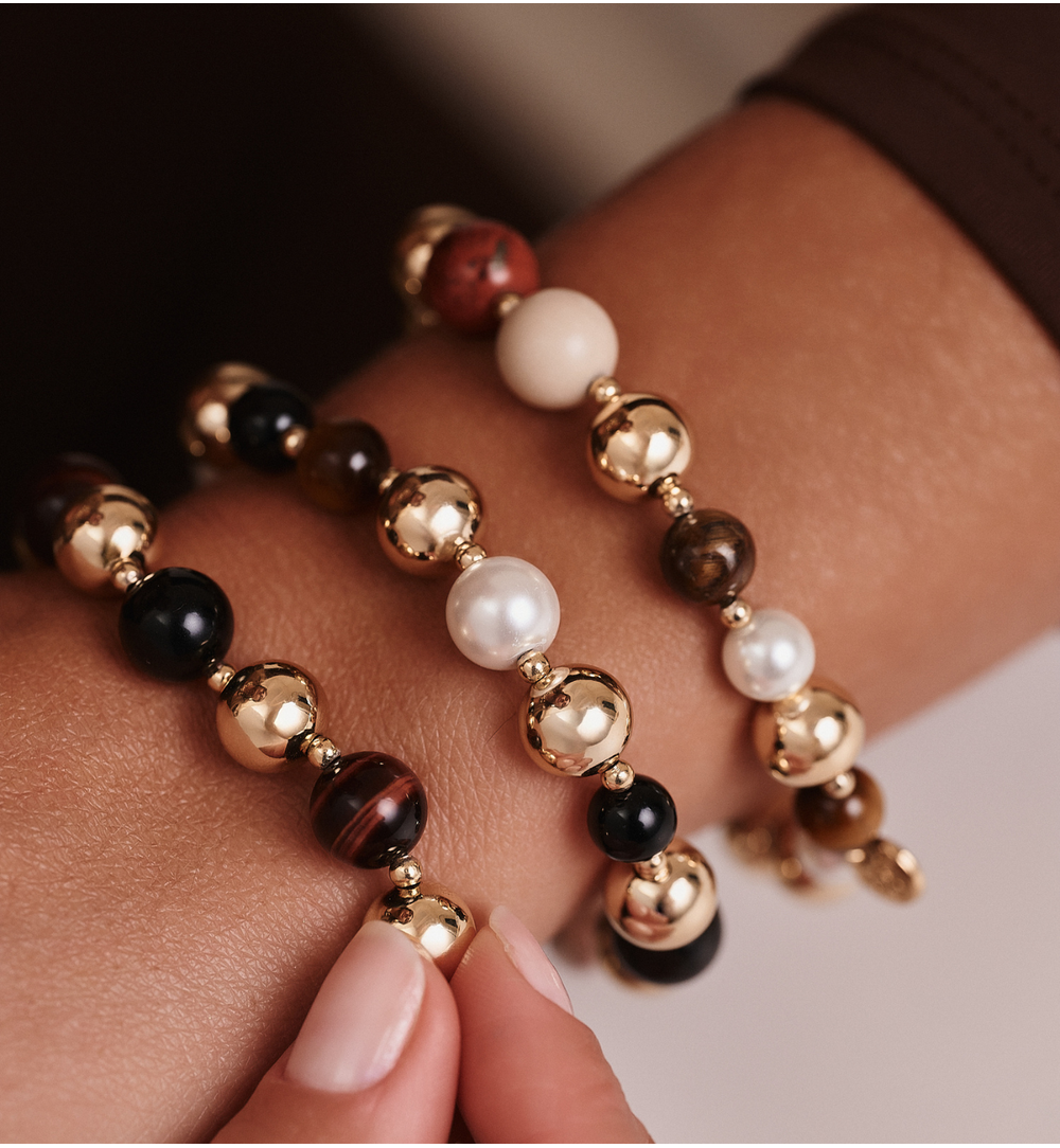 Zestaw biżuterii z brązowych i złotych elementów ZN0015