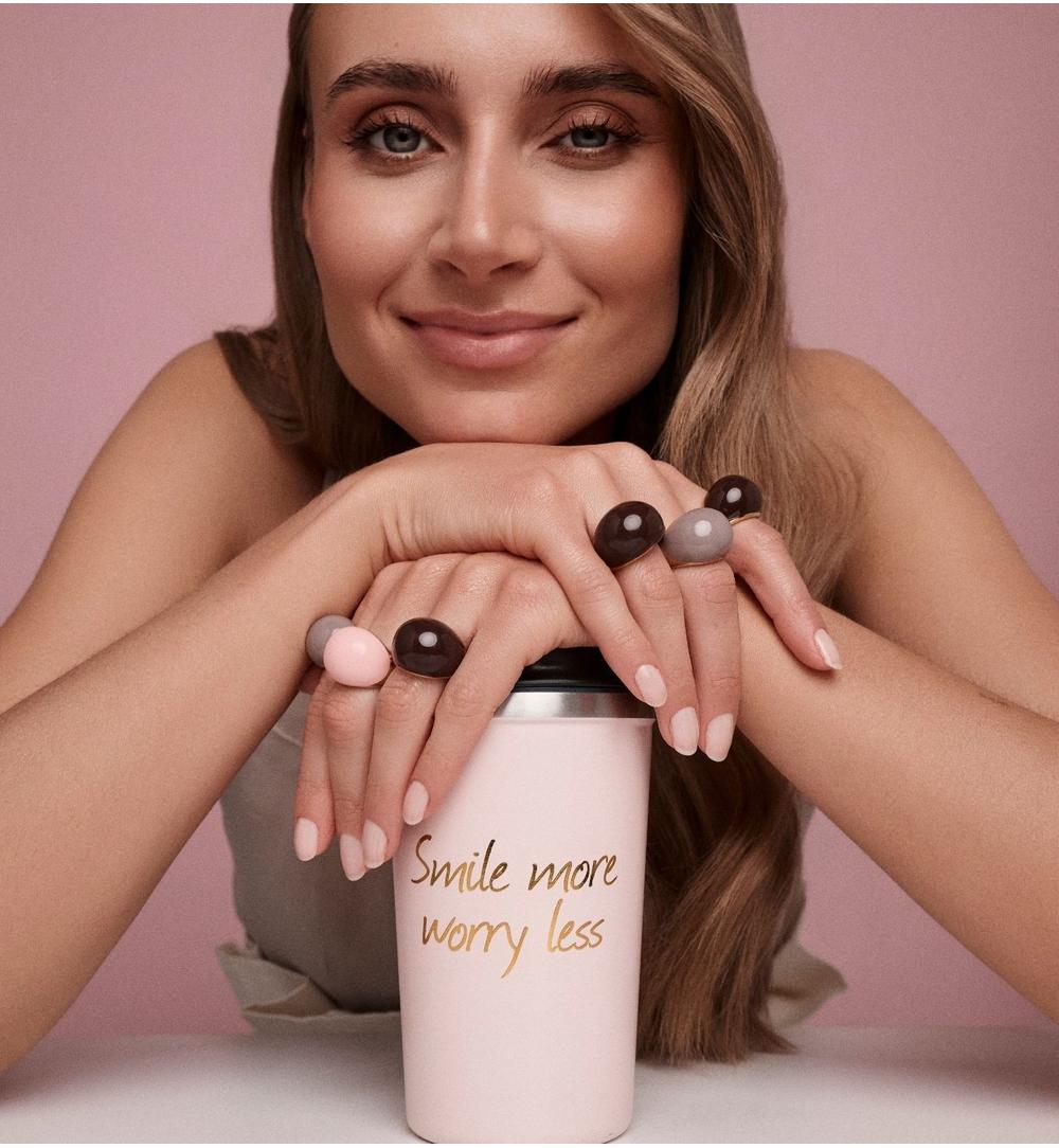 Pierścionek złoty z brązową emalią PSA1251