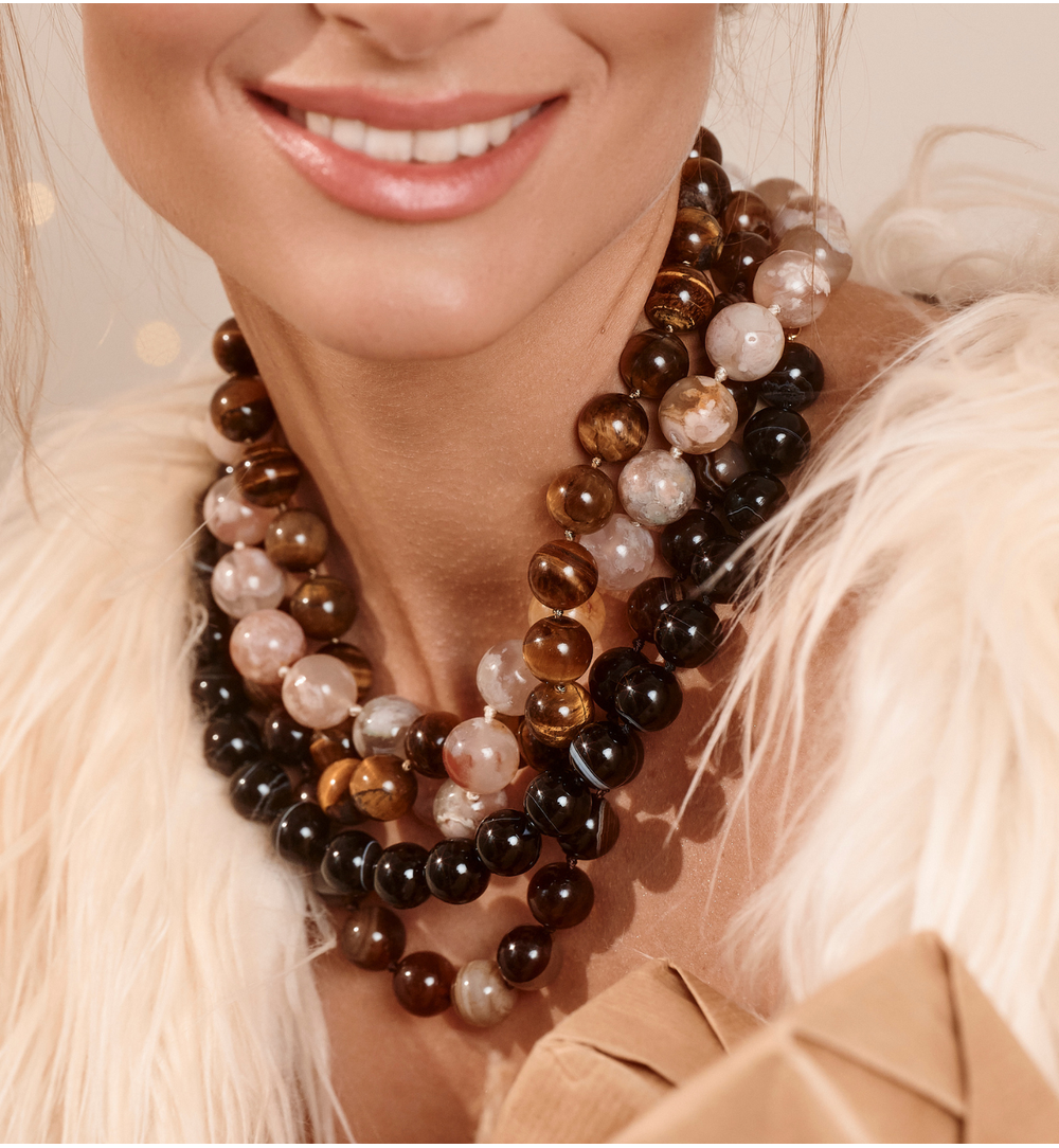 Naszyjnik z czarnymi agatami NPA1534