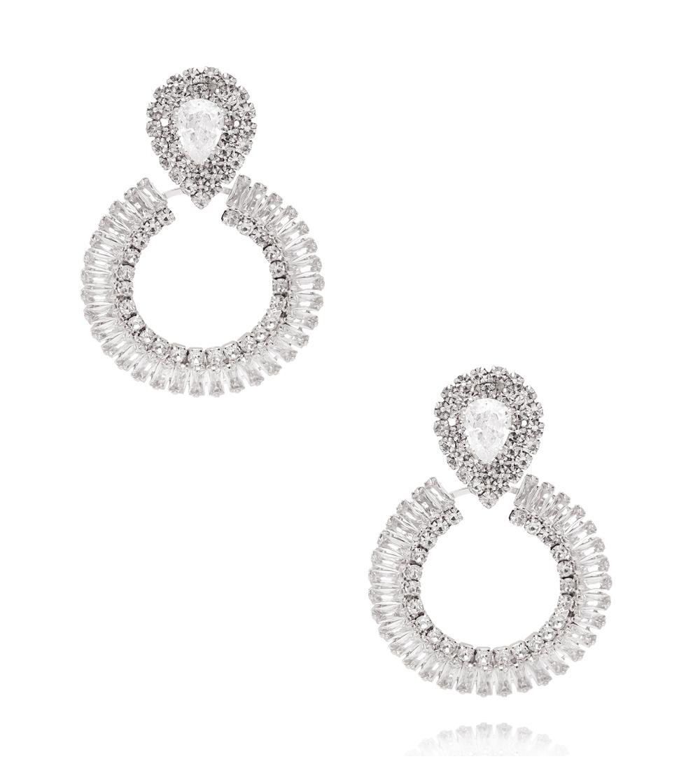 Kolczyki koła z cyrkoniami srebrne KLU0195