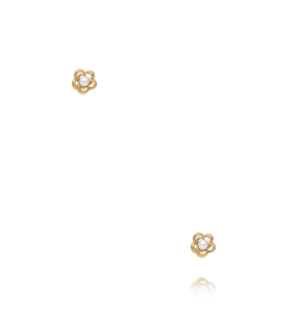 Kolczyki w kształcie kwiatka z perełką KSY0553